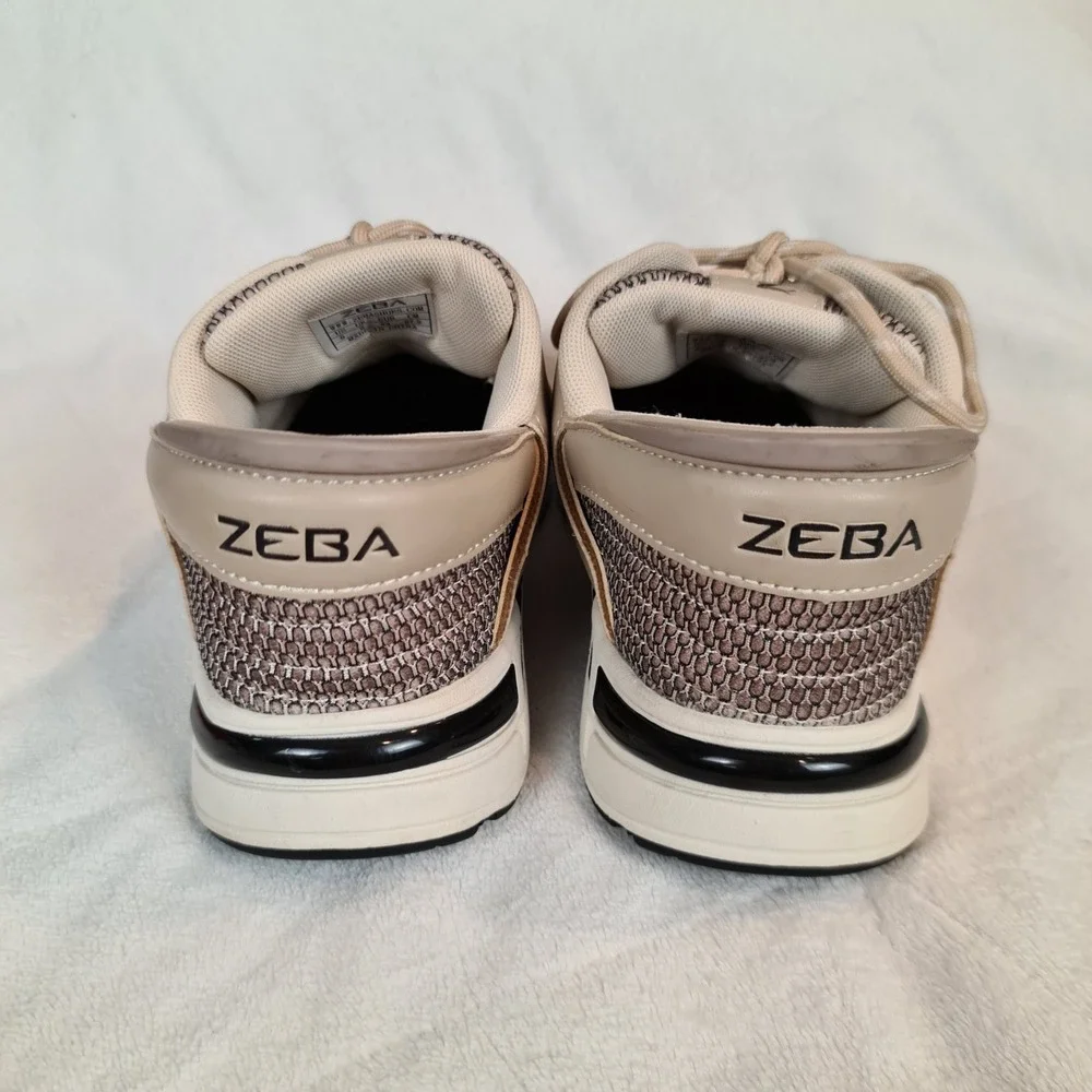 ZEBA Sneakerd Men's Hands Free Step In‎ Shoes Size 9 Beige Low Top Laces Slip On